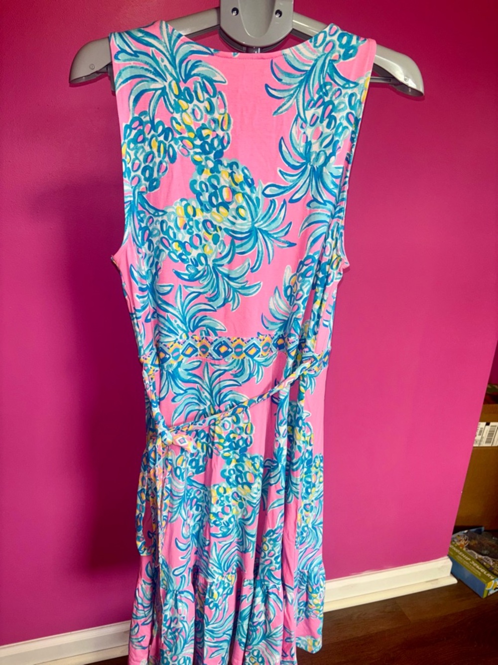 Lilly Pulitzer ladies Misha Wrap Midi Dress in Pelican Pink NWT! Size XL - Picture 6 of 10